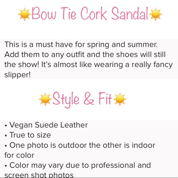 !LAST CALL! Pink Bow-Tie Cork Sandals•7, 7.5 - Picture 5 of 5
